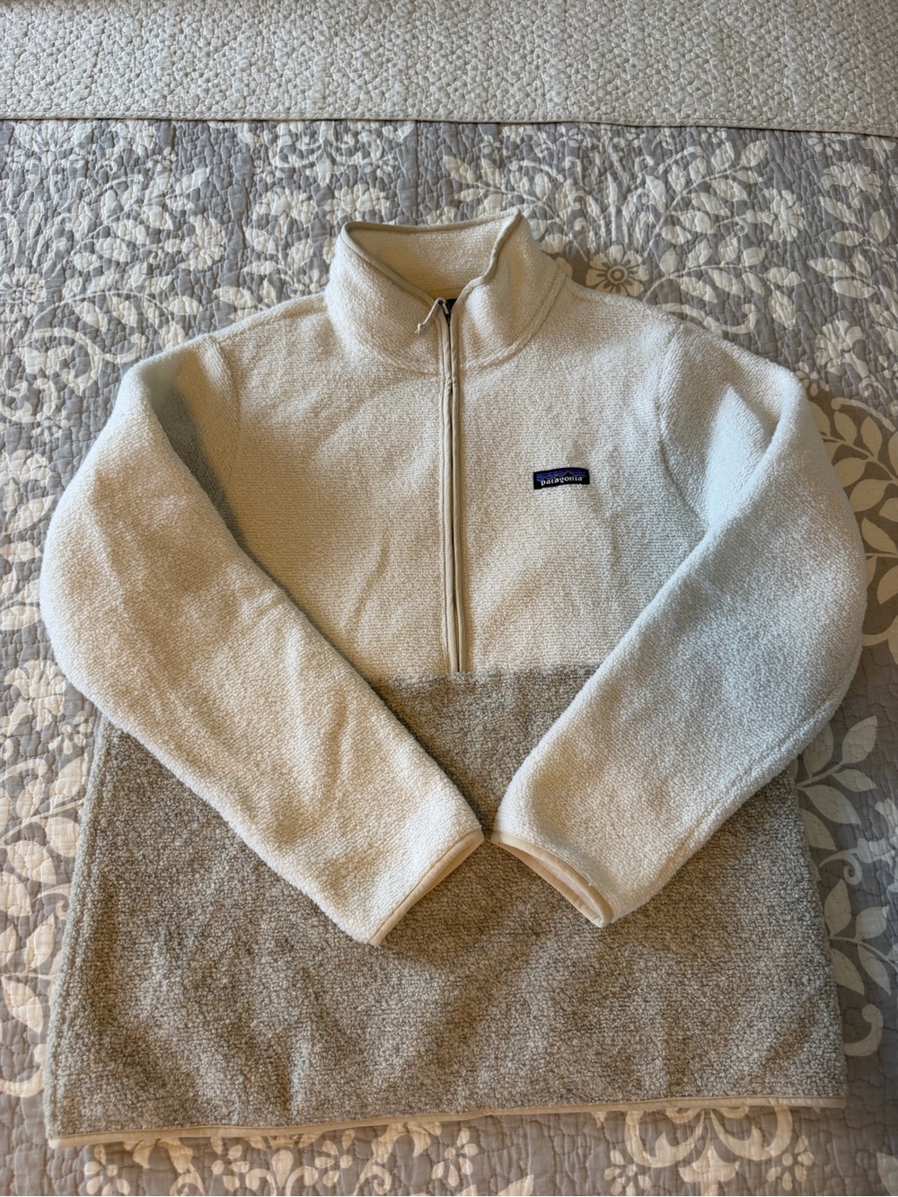 Patagonia Two-Tone Sherpa Half-Zip Pullover - Cream & Gray